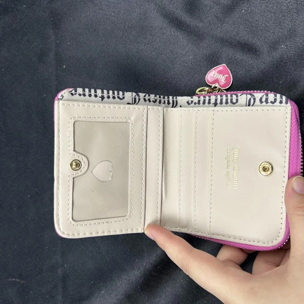 Juicy Couture Hot Pink Wallet w/ Charm Zip Around Card Holder Y2K